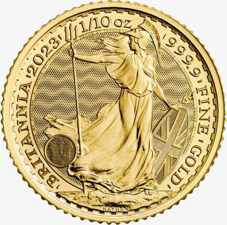 Золотая монета Британия 1/10 унции 2023 (Britannia) Карл III
