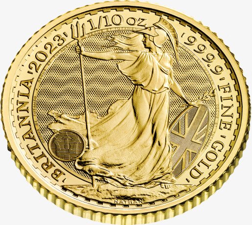 Золотая монета Британия 1/10 унции 2023 (Britannia)