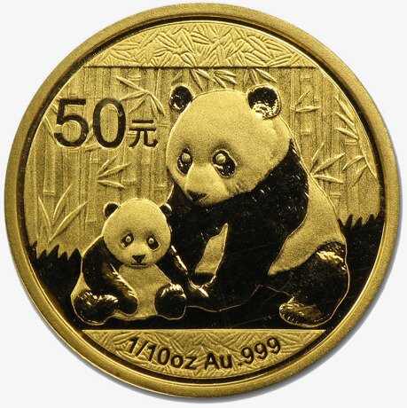 Золотая монета Китайская Панда 1/10 унции разных лет (China Panda)