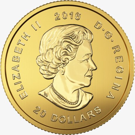 Золотая монета Рычащая Пума 1/10 унции 2016 (Growling Cougar)