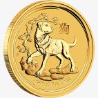 Золотая монета Лунар II Год Собаки 1/10 унции 2018 (Lunar II Dog)