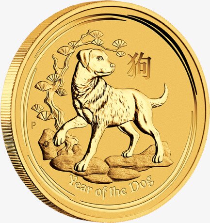 Золотая монета Лунар II Год Собаки 1/10 унции 2018 (Lunar II Dog)