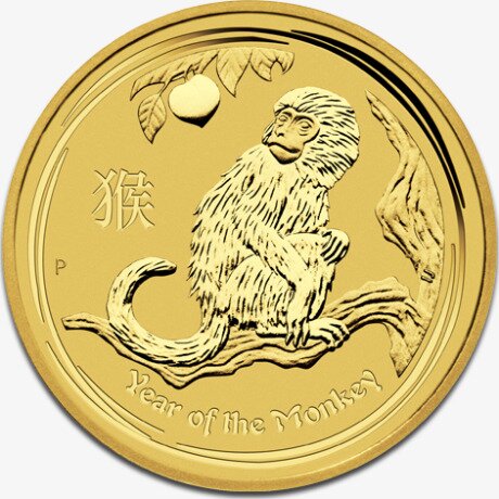 Золотая монета Лунар II Год Обезьяны 1/10 унции 2016 (Lunar II Monkey)