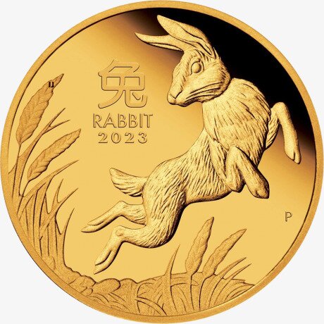 Золотая монета Лунар III Год Кролика 1/10 унции 2023 (Lunar III Rabbit)