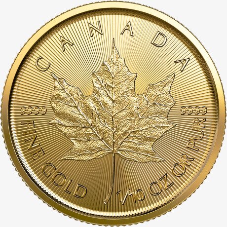 Золотая монета Канадский кленовый лист 1/10 унции 2021 (Gold Maple Leaf)