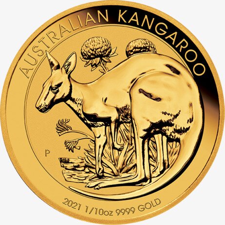 Золотая монета Наггет Кенгуру 1/10 унции 2021 (Nugget Kangaroo)