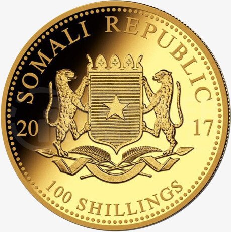 1/10 Uncji Somalijski Słoń Złota Moneta | 2017