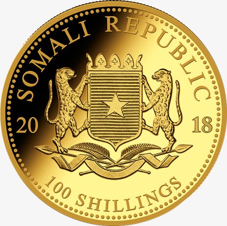 Золотая монета Африканская Дикая Природа Сомалийский Слон 1/10 унции 2018