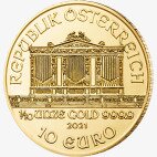 Золотая монета Венская Филармония 1/10 унции 2021 (Vienna Philharmonic)