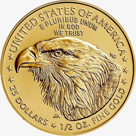 Золотая монета Американский Орел 1/2 унции 2021 (American Eagle) новый дизайн