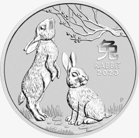 Серебряная монета Лунар III Год Кролика 1/2унция 2023 (Lunar III Rabbit)