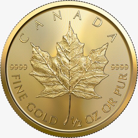 Золотая монета Канадский кленовый лист 1/2 унции 2023 (Gold Maple Leaf)