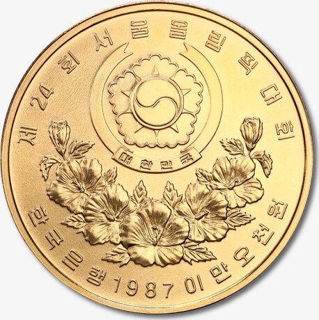 Золотая монета Олимпийские игры Южной Кореи Дети с кайтом 1/2 унции 1988