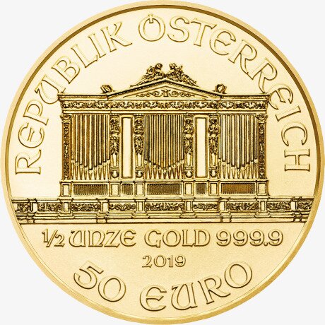 Золотая монета Венская Филармония 1/2 унции 2019 (Vienna Philharmonic)