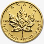 Золотой Канадский кленовый лист (Canadian Maple Leaf) 1/20 унции разных лет