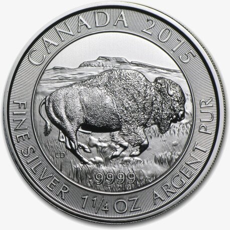 Серебряная монета Бизон 1.25 унции 2015 Дикая Природа Канады (Bison Wildlife)