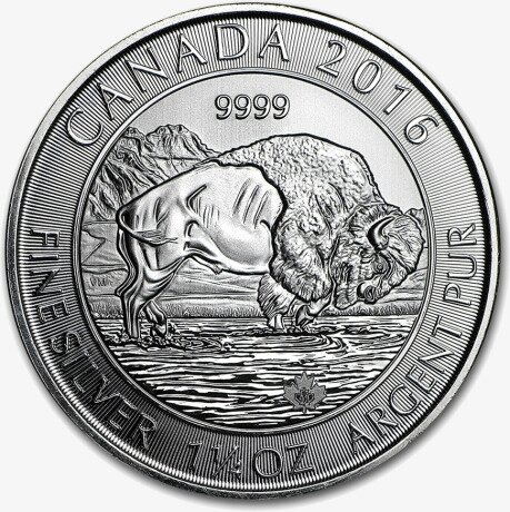 Серебряная монета Бизон 1.25 унции 2016 Дикая Природа Канады (Bison Wildlife)