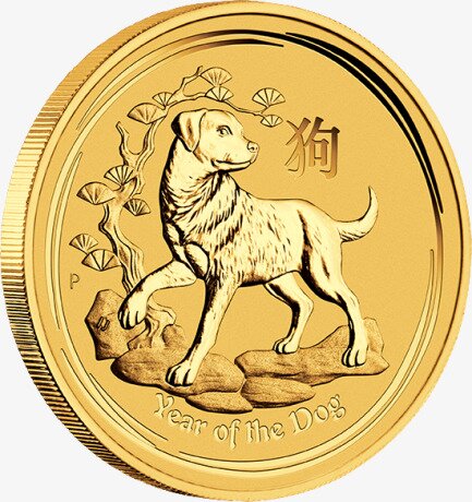 Золотая монета Лунар II Год Собаки 1/4 унции 2018 (Lunar II Dog)