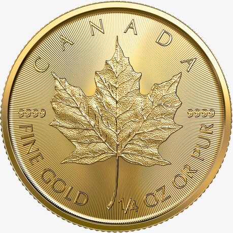 Золотая монета Канадский кленовый лист 1/4 унции 2021(Gold Maple Leaf)