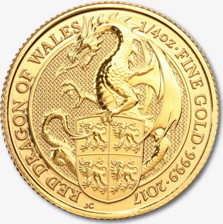 Золотая монета Звери Королевы Дракон 1/4 унции 2017 (Dragon)