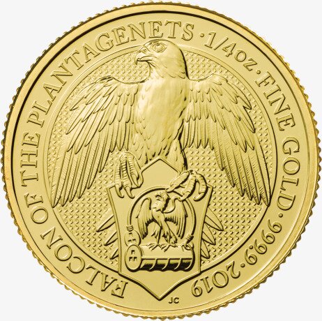 Золотая монета Сокол серии Звери Королевы 1/4 унции 2019 (Queen's Beasts Falcon)