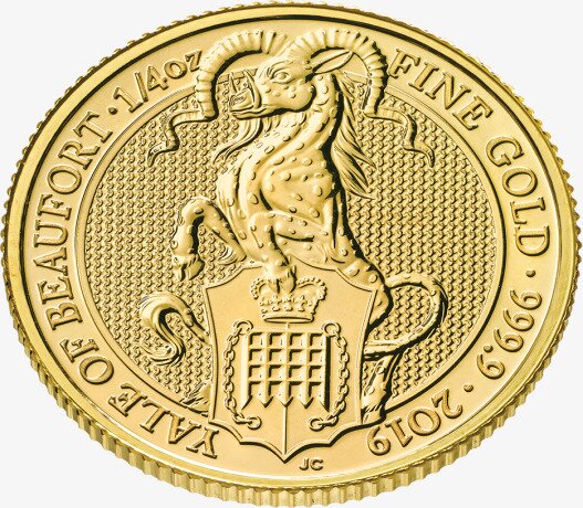 Золотая монета Звери Королевы Йейл Маргарет Бофорт 1/4 унции 2019 (Yale of Beaufort)