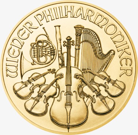 Золотая монета Венская Филармония 1/4 унции 2021 (Vienna Philharmonic)