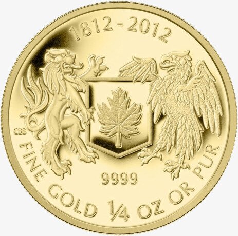 Золотая монета Война 1812 1/4 унции 2012