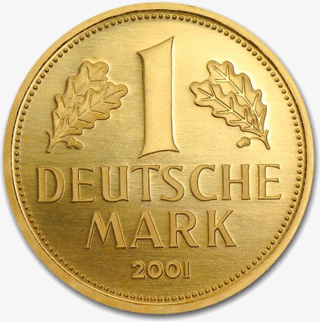 Золотая монета 1 Немецкая Марка (Goldmark) 2001 F (Штутгарт)