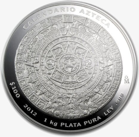 Серебряная Монета Ацтекский Календарь 1кг 2012 (Aztec Calendar)
