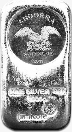 1 Kg Coinbar di Andorra | Lingotto e moneta d'argento | Umicore