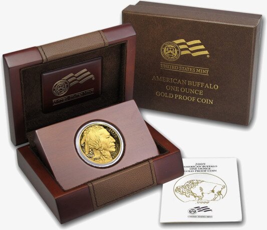 1 Uncja Amerykański Bizon Złota Moneta | 2009 | Proof | Drewniana Kasetka