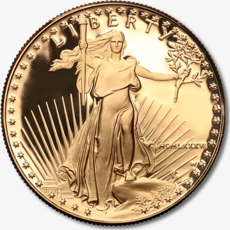 1 oz American Eagle | oro | fondo a specchio proof | 1986