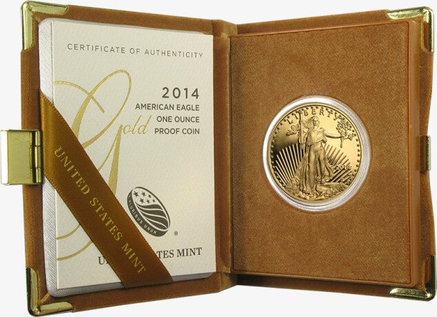 Золотая монета Американский Орел 1 унция 2014 (American Eagle) Proof