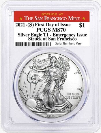 1 Uncja Amerykański Orzeł Srebrna Moneta | 2021 San Francisco Mint