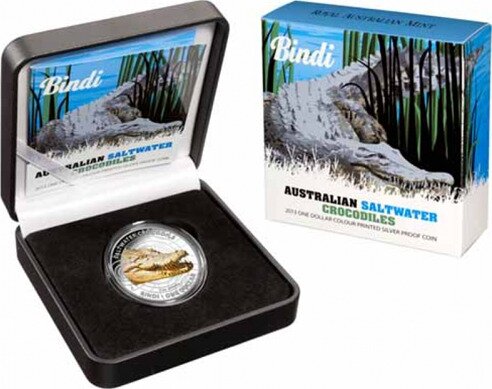 1 oz Australian Saltwater Crocodiles - Bindi | Silver | Colored | 2013