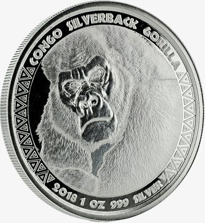 1 oz Kongo Silberrückengorilla Silbermünze (2018)