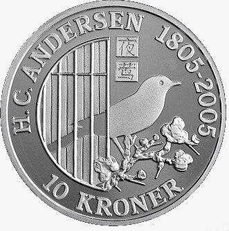 Серебряная монета Дании Соловей 1 унция 2005 (Denmark Nightingale)