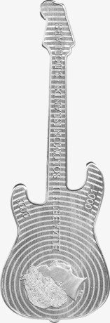 1 oz Fender Stratocastee Daphne Blue Pièce d'argent | 2023