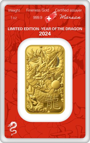 1 oz Lingot d'Or | Argor-Heraeus | Année du Dragon | 2024