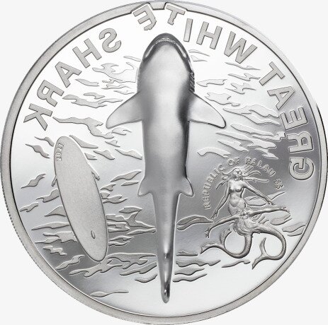 1 oz Great White Shark Proof Silbermünze (2021)