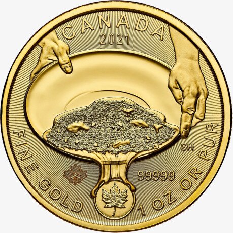 1 oz Klondike Gold Rush Panning for Gold .99999 Moneta d'Oro (2021)