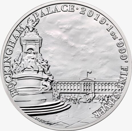 Серебряная монета Букингемский дворец 1 унция 2019 Достопримечательности Британии