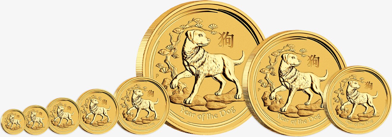 Золотая монета Лунар II Год Собаки 1 унция 2018 (Lunar II Dog)