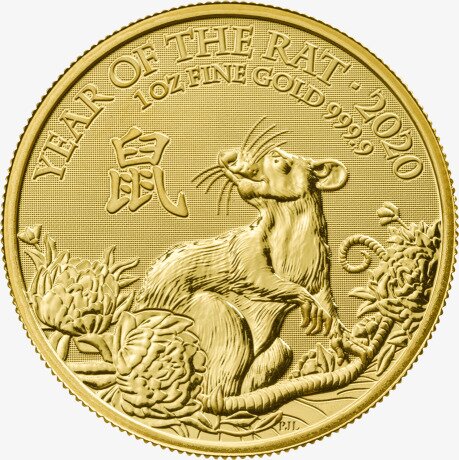 1 Uncja Lunar UK Rok Szczura Złota moneta | 2020