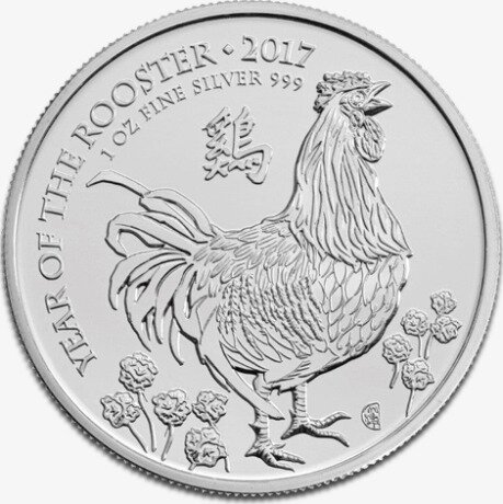 Серебряная монета Лунар 1 унция 2017 Год Петуха (Lunar UK Year of the Rooster)