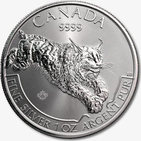 Серебряная монета Хищник Канады Рысь 1 унция 2017 (Lynx Pure Silver 999.9)