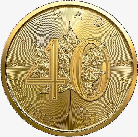 1 oz moneta d'oro 40. Anniversario Maple Leaf (2019)