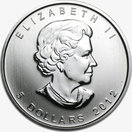 Серебряная монета Кленовый Лист 1 унция 2012 Скрытый знак «Пизанская башня» (Maple Leaf)
