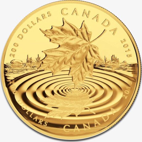 Золотая монета Канадский кленовый лист 1 унция 2015 Proof (Maple Leaf Reflection)